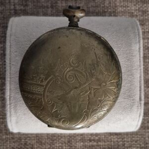 Antique Engraved Brass Pocket Watch Case